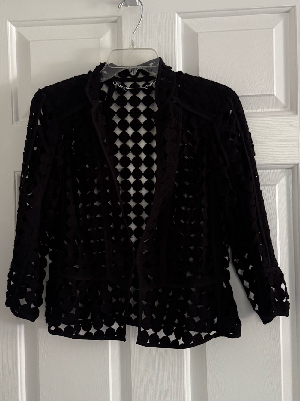 White House Black Market Black Openwork Cutout Jacket